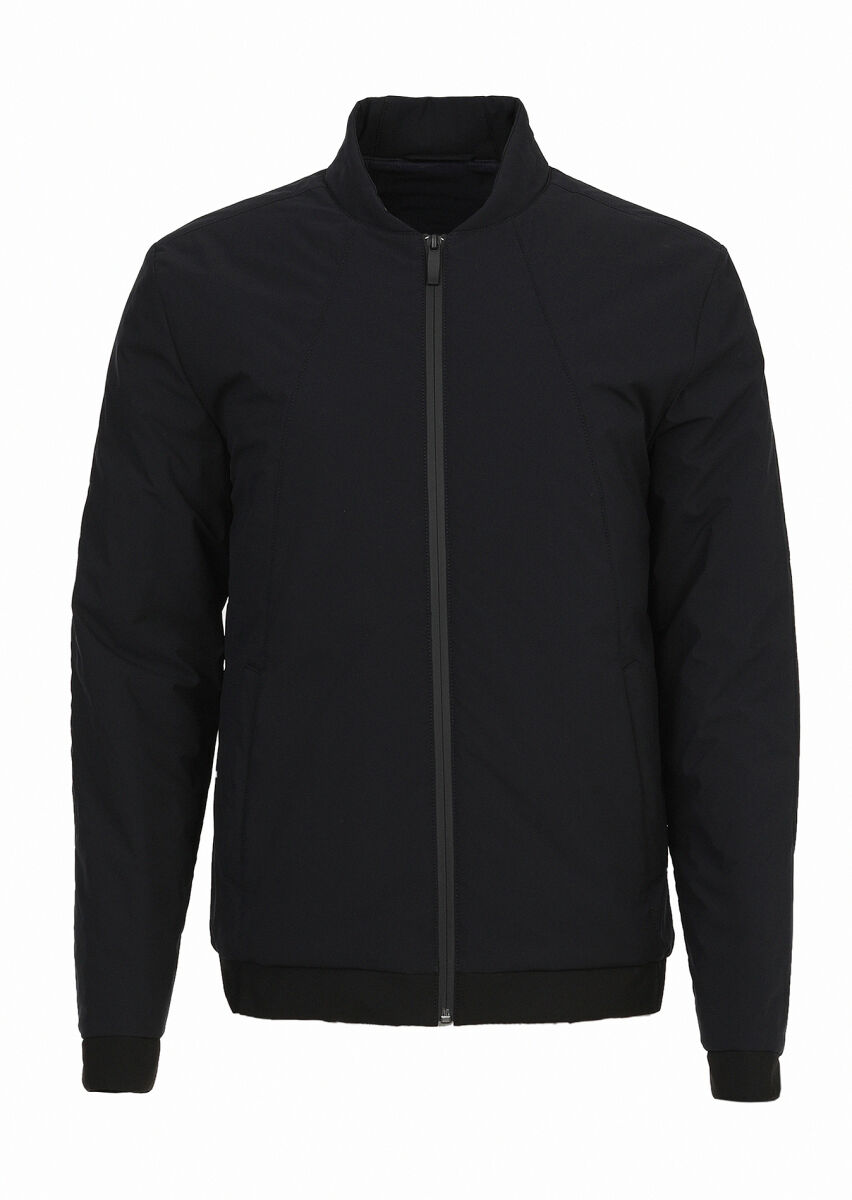 Lacivert Regular Fit Hakim Yaka Casual Dokuma Mont - 6