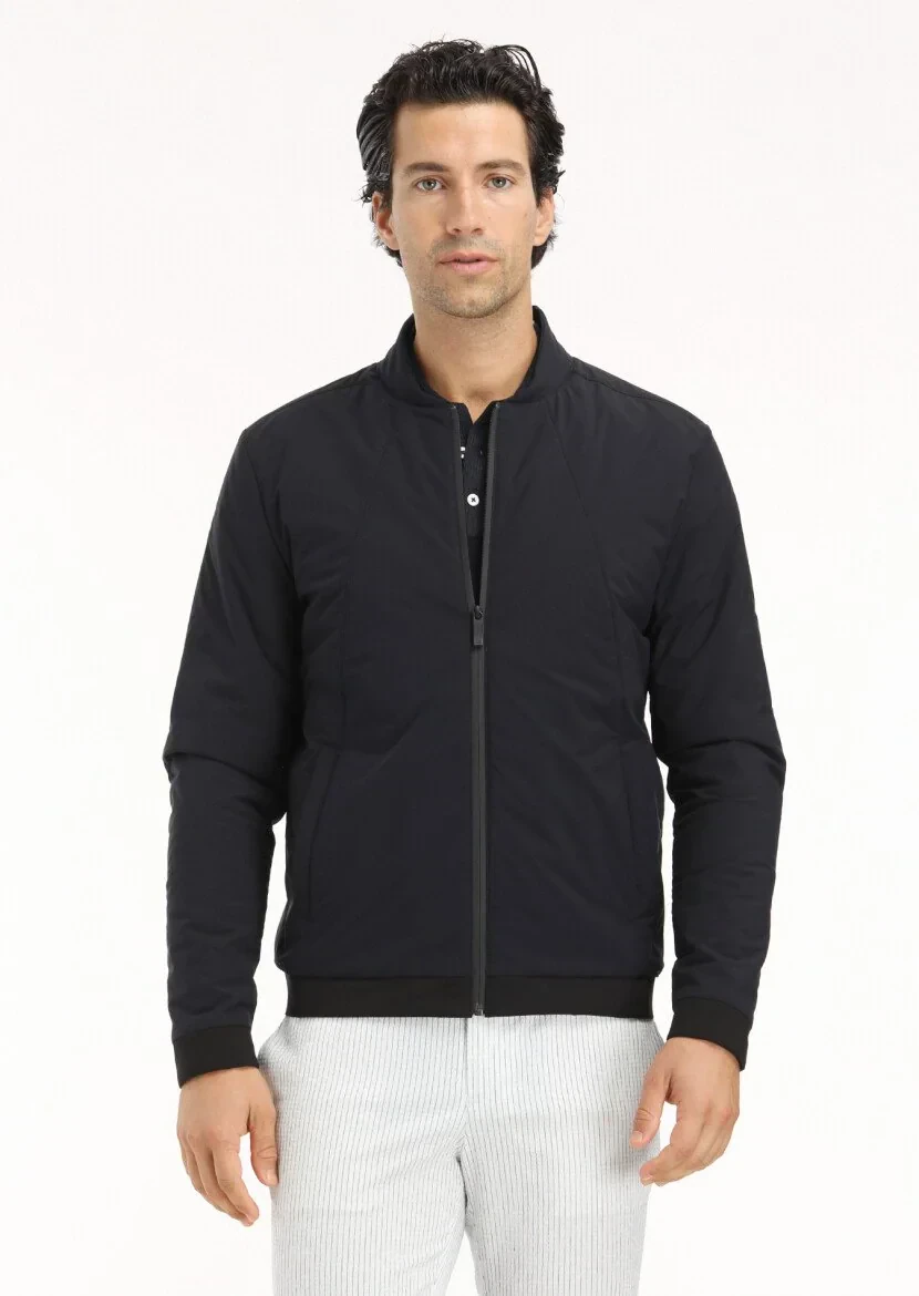 Lacivert Regular Fit Hakim Yaka Casual Dokuma Mont 