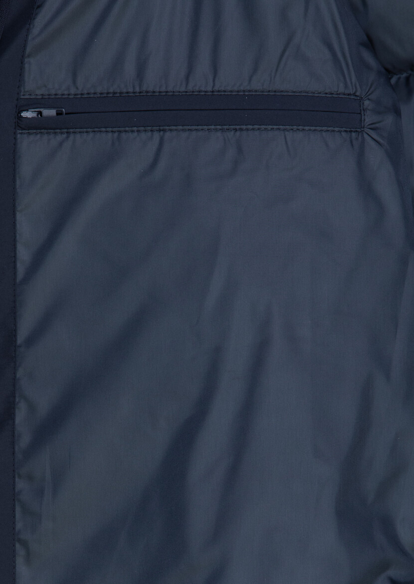 Lacivert Regular Fit Kapüşonlu Casual Dokuma Mont - 7