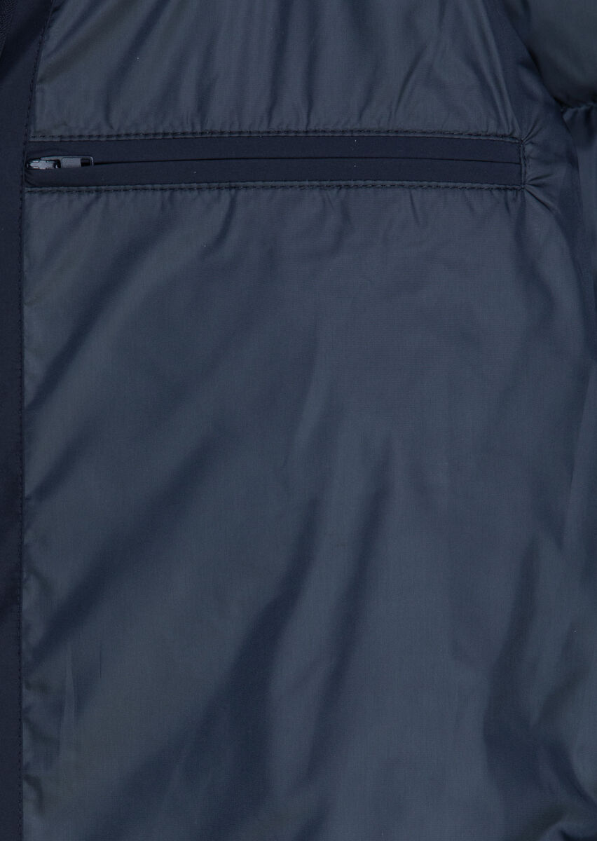 Lacivert Regular Fit Kapüşonlu Casual Dokuma Mont - 7