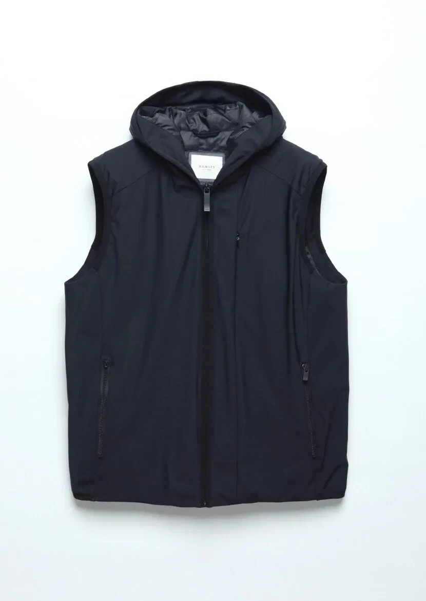 Lacivert Regular Fit Kapüşonlu Casual Dokuma Spor Yelek - 7