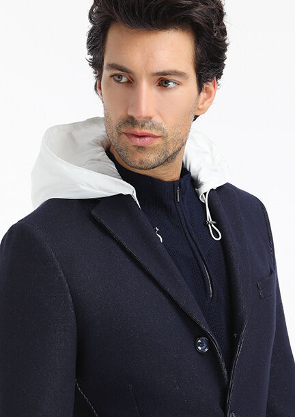 Lacivert Regular Fit Kelebek Yaka Casual Örme Palto - 5