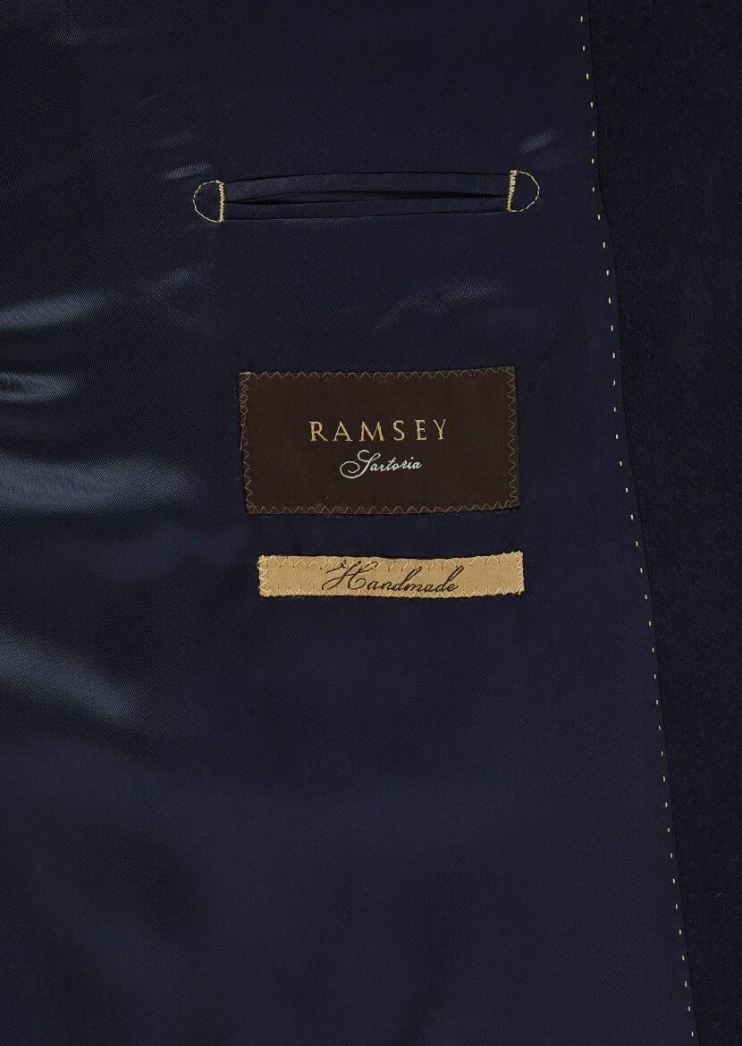 Lacivert Regular Fit Kelebek Yaka Klasik Dokuma Palto - 10