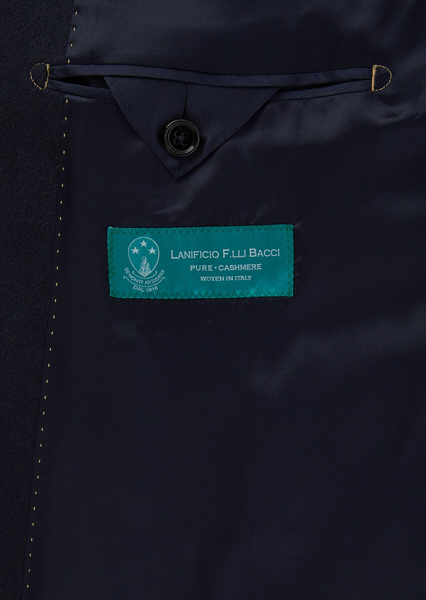 Lacivert Regular Fit Klasik Dokuma Palto - 11