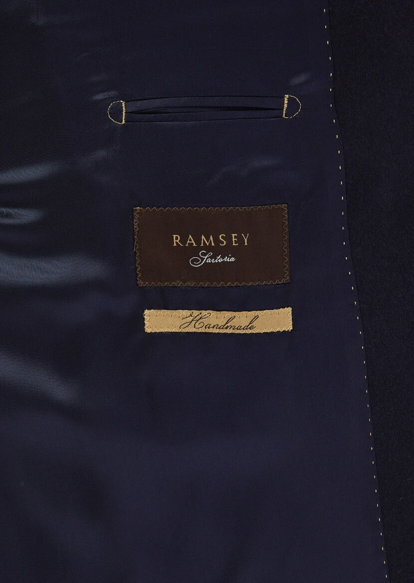 Lacivert Regular Fit Klasik Dokuma Palto - 10