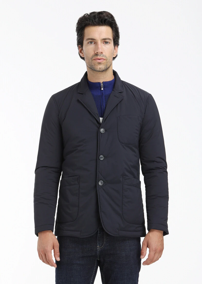 Lacivert Regular Fit Micro Jel Elyaflı Spor Ceket - 2