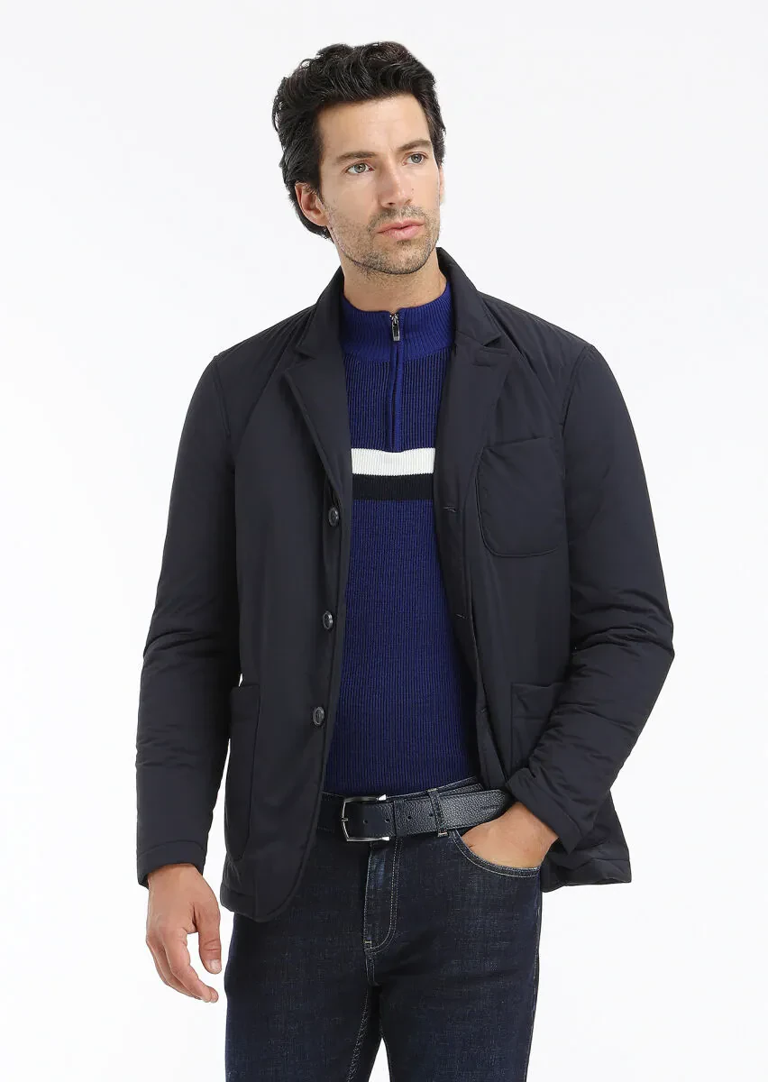 Lacivert Regular Fit Micro Jel Elyaflı Spor Ceket - 4