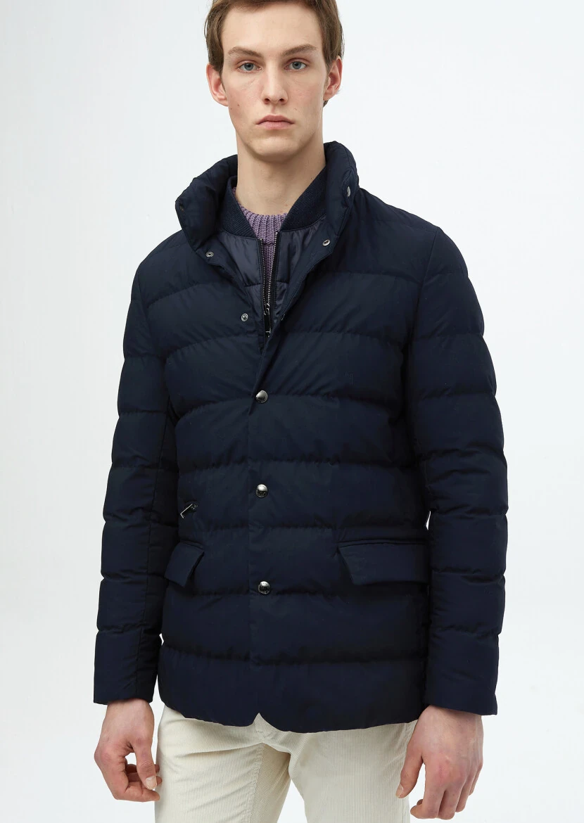 Lacivert Regular Fit Micro Jel Elyaflı Spor Ceket - 3