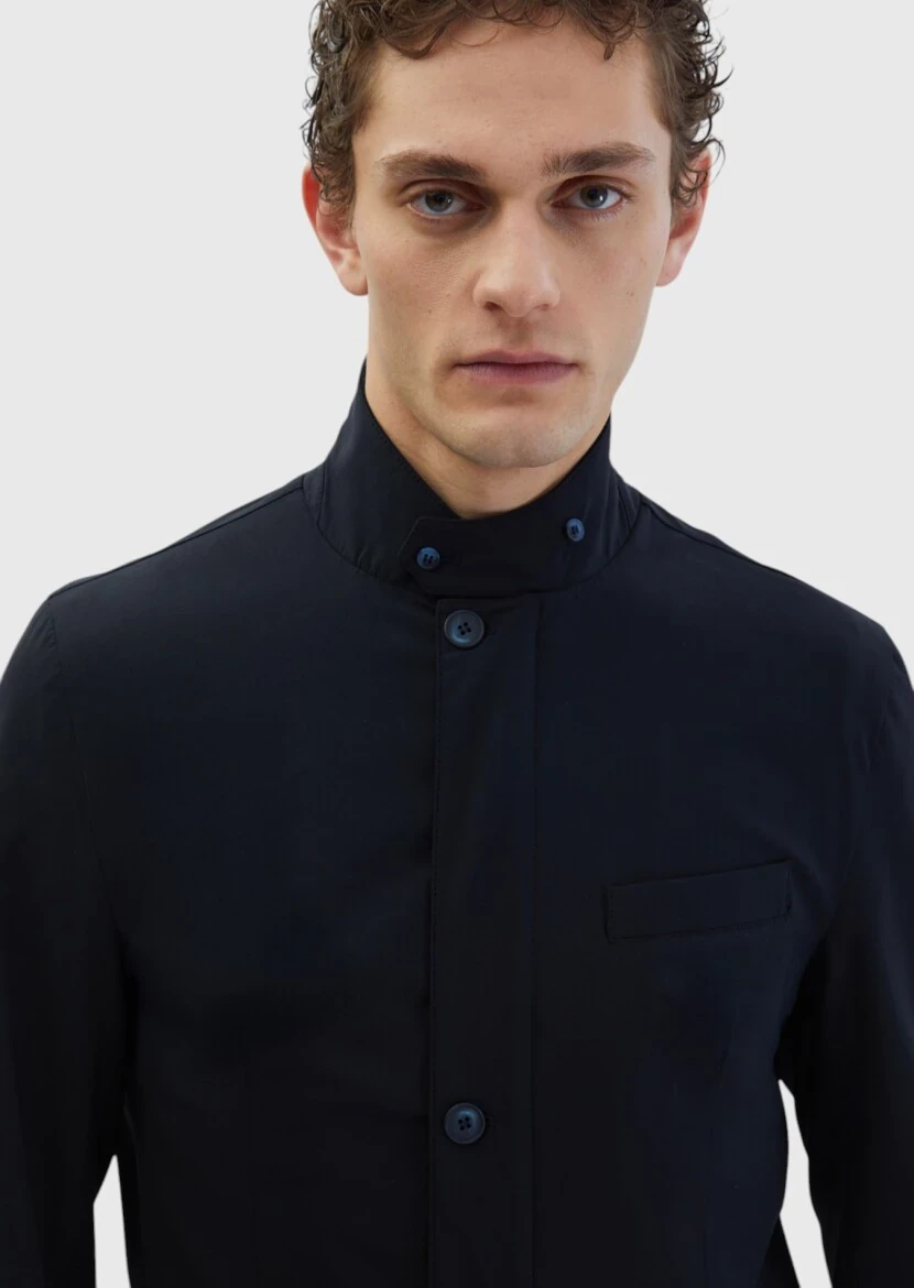 Lacivert Regular Fit Micro Jel Elyaflı Spor Ceket - 4