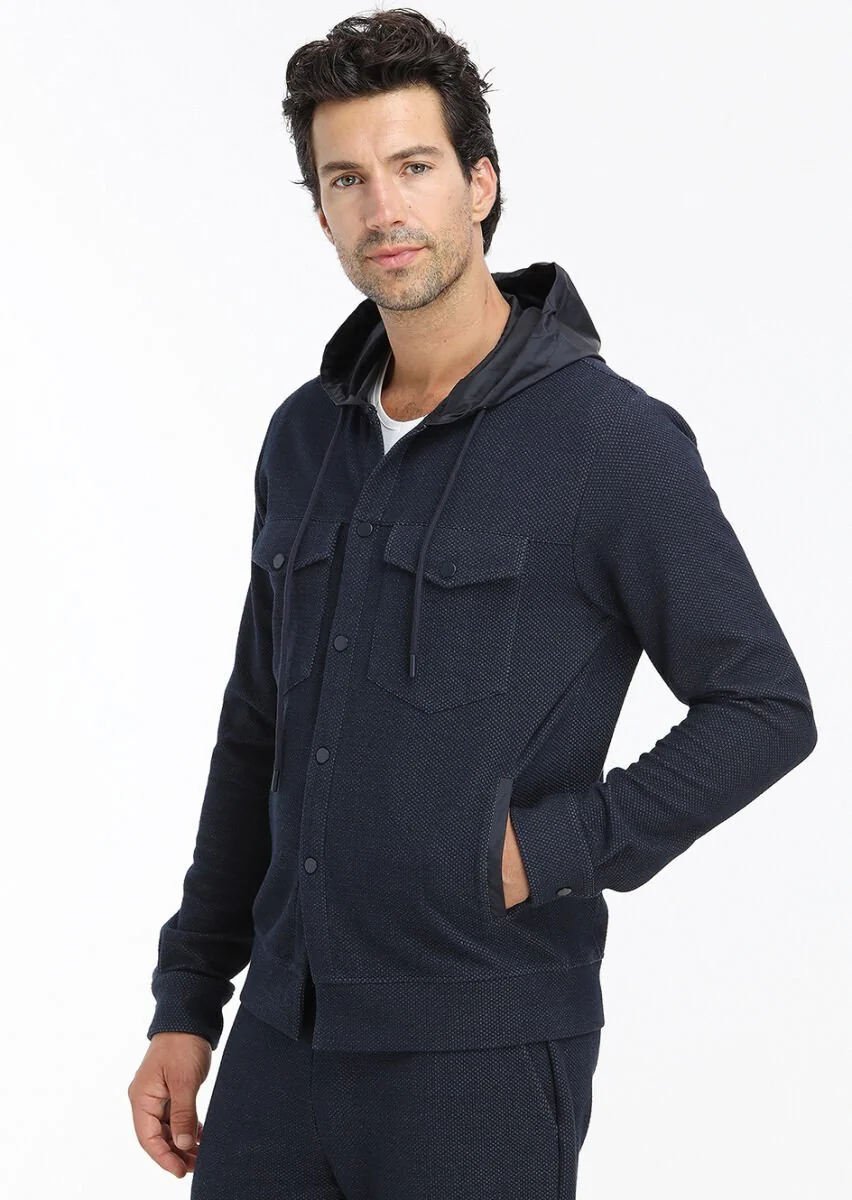 Lacivert Regular Fit Örme Spor Ceket - 2
