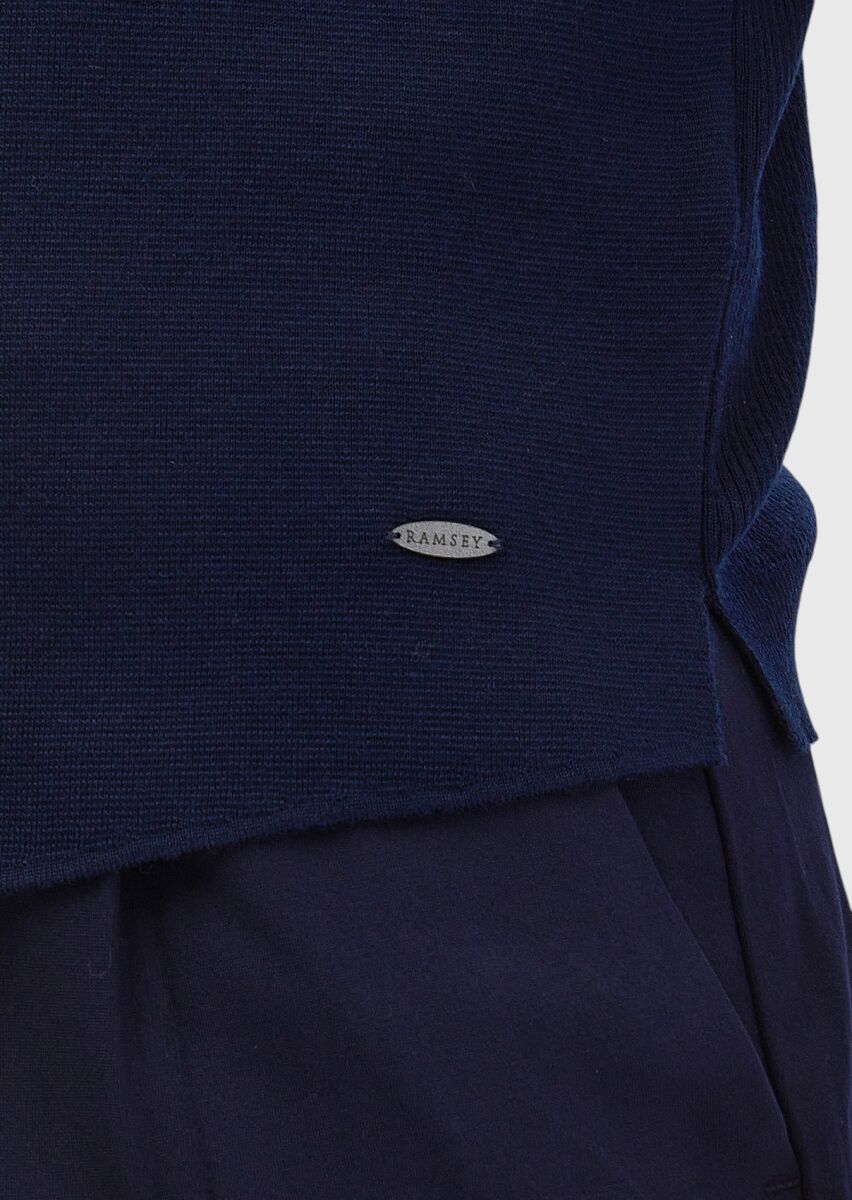 Lacivert Regular Fit V Yaka Casual Örme Triko Yelek - 4