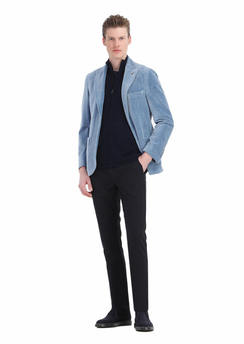 Lacivert Regular Fit Yarım Balıkçı Yaka Casual Örme Triko Yelek - 4