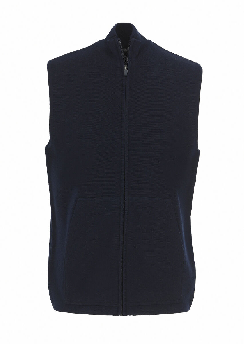 Lacivert Regular Fit Yarım Balıkçı Yaka Casual Örme Triko Yelek - 6