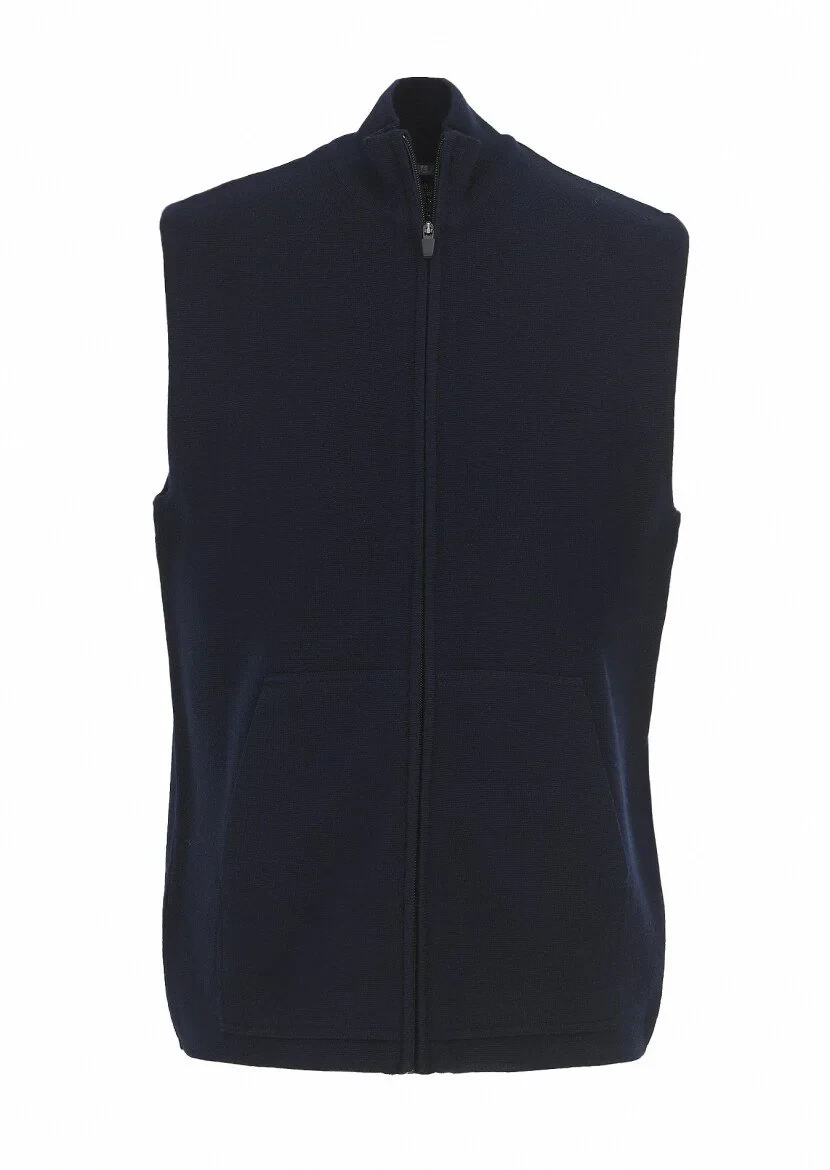 Lacivert Regular Fit Yarım Balıkçı Yaka Casual Örme Triko Yelek - 6