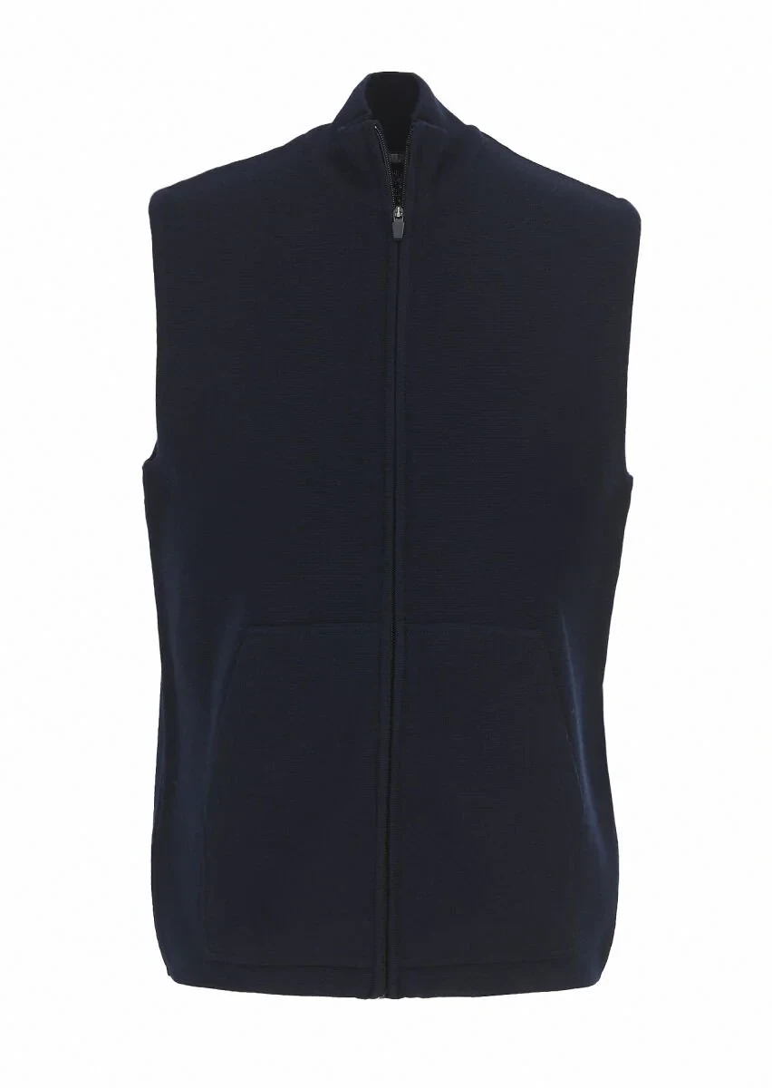 Lacivert Regular Fit Yarım Balıkçı Yaka Casual Örme Triko Yelek - 6