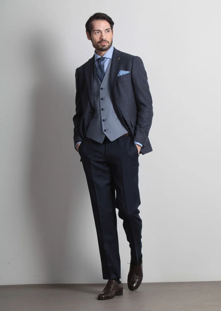 Lacivert Regular Fit Yün Karışımlı Ceket - 2
