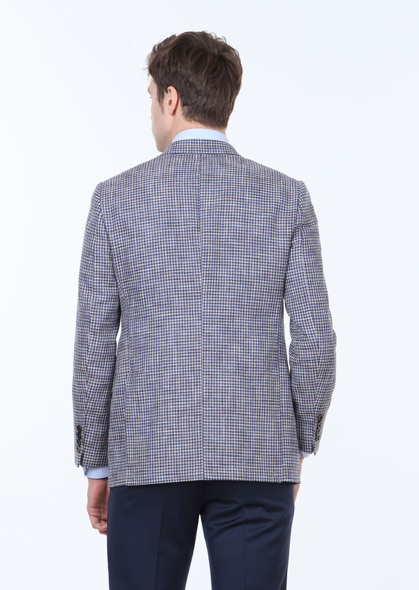 Lacivert Regular Fit Yün Karışımlı Ceket - 4