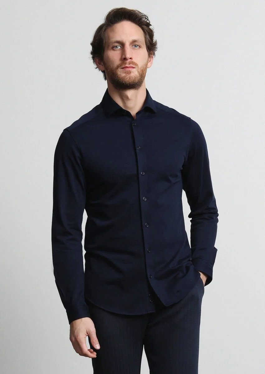 Lacivert Slim Fit Casual %100 Pamuk Gömlek - 2