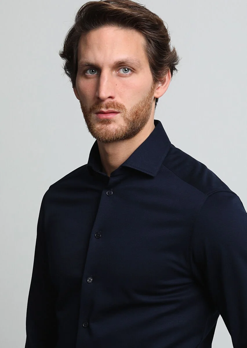 Lacivert Slim Fit Casual %100 Pamuk Gömlek - 3