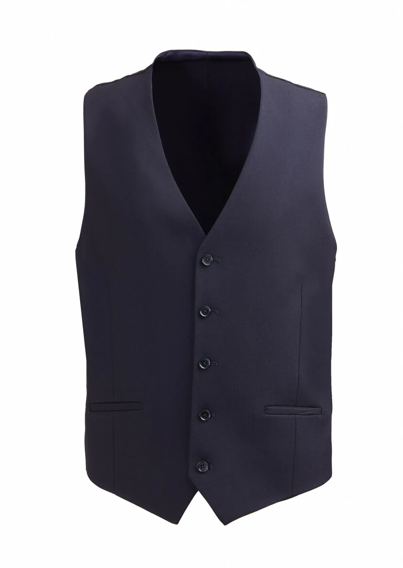 Lacivert Slim Fit Kelebek Yaka Casual Yelek - 1