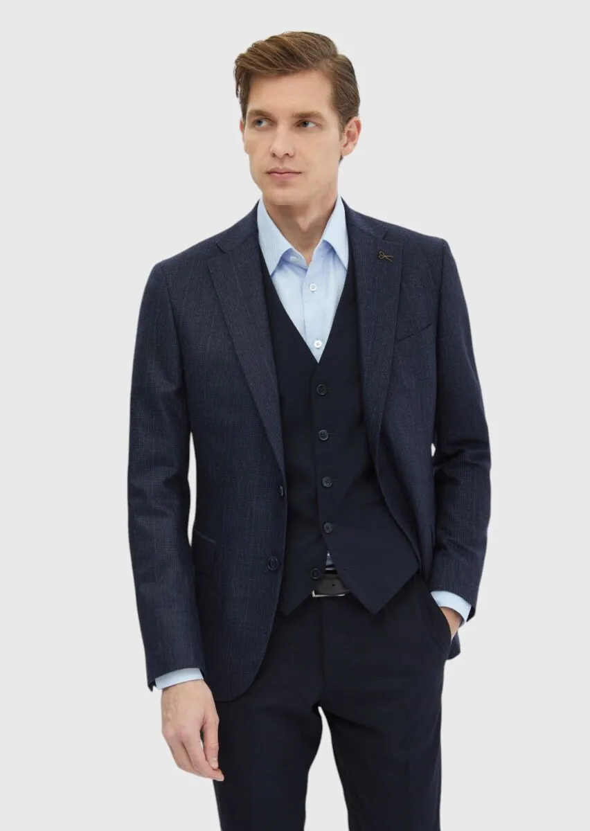 Lacivert Yelekli Takım Elbise - 1