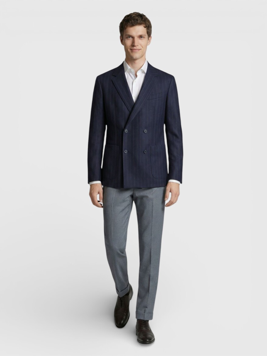 Lacivert Zeroweight Slim Fit %100 Yün Ceket - 3