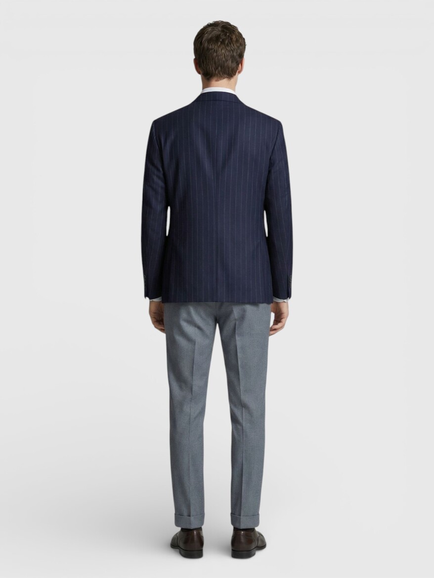 Lacivert Zeroweight Slim Fit %100 Yün Ceket - 4