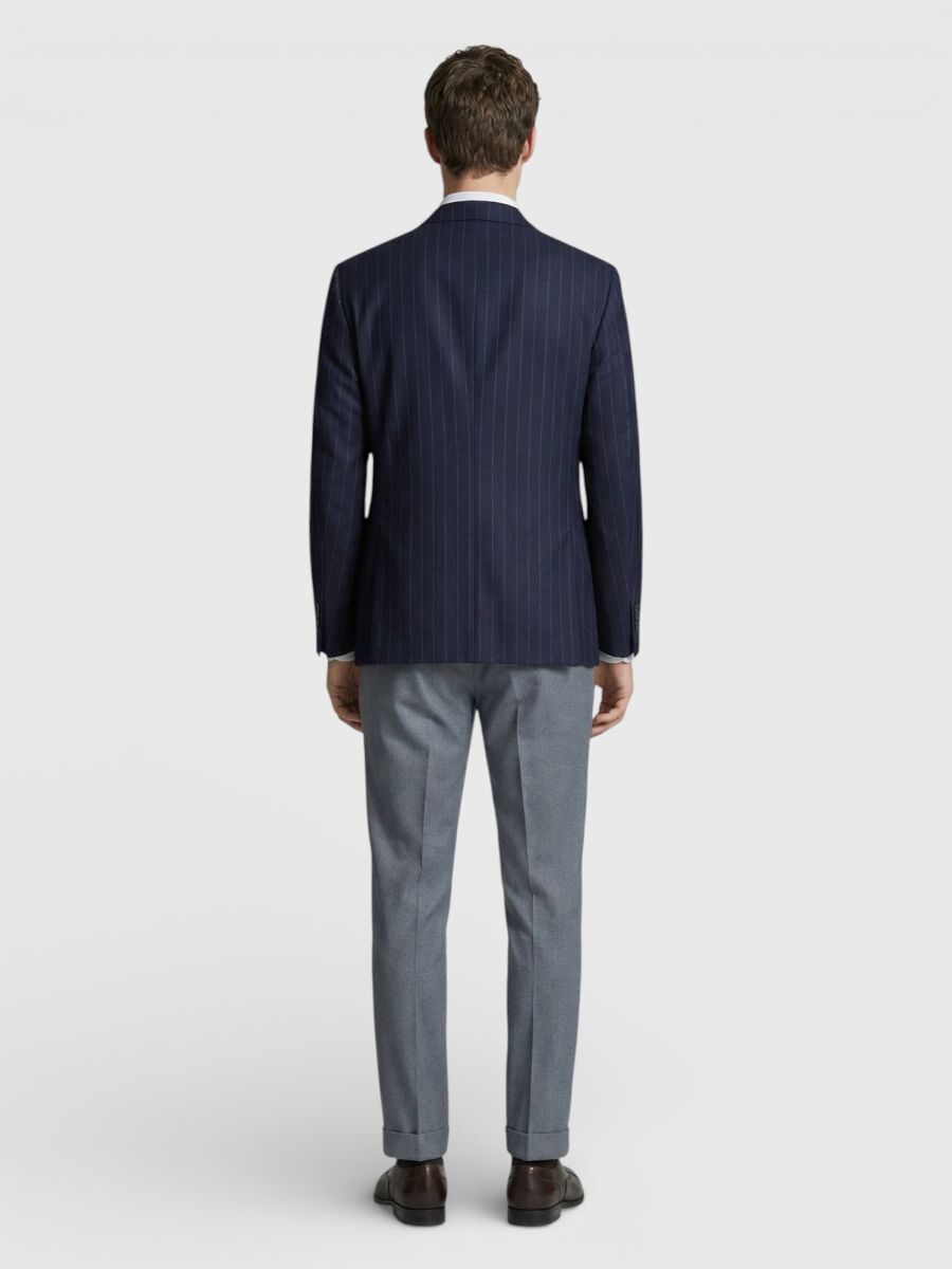 Lacivert Zeroweight Slim Fit %100 Yün Ceket - 4