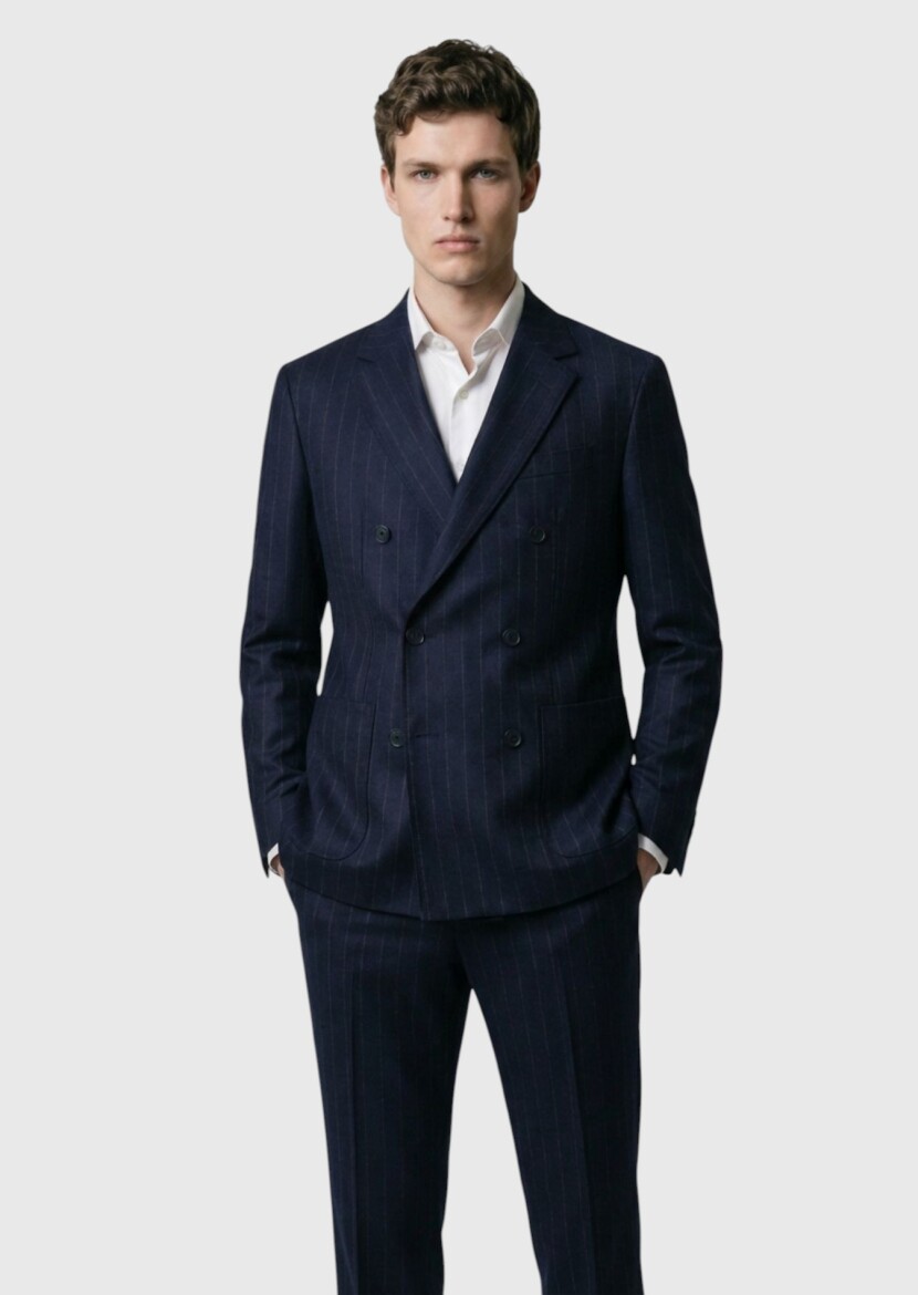 Lacivert Zeroweight Slim Fit %100 Yün Ceket - 3