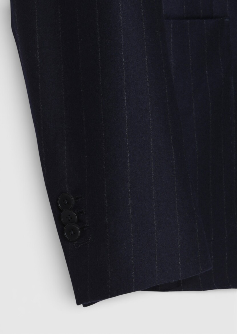 Lacivert Zeroweight Slim Fit %100 Yün Ceket - 8