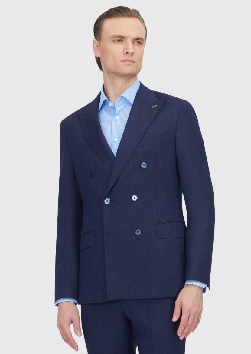 Lacivert Zeroweight Slim Fit Yün Karışımlı Takım Elbise - RAMSEY