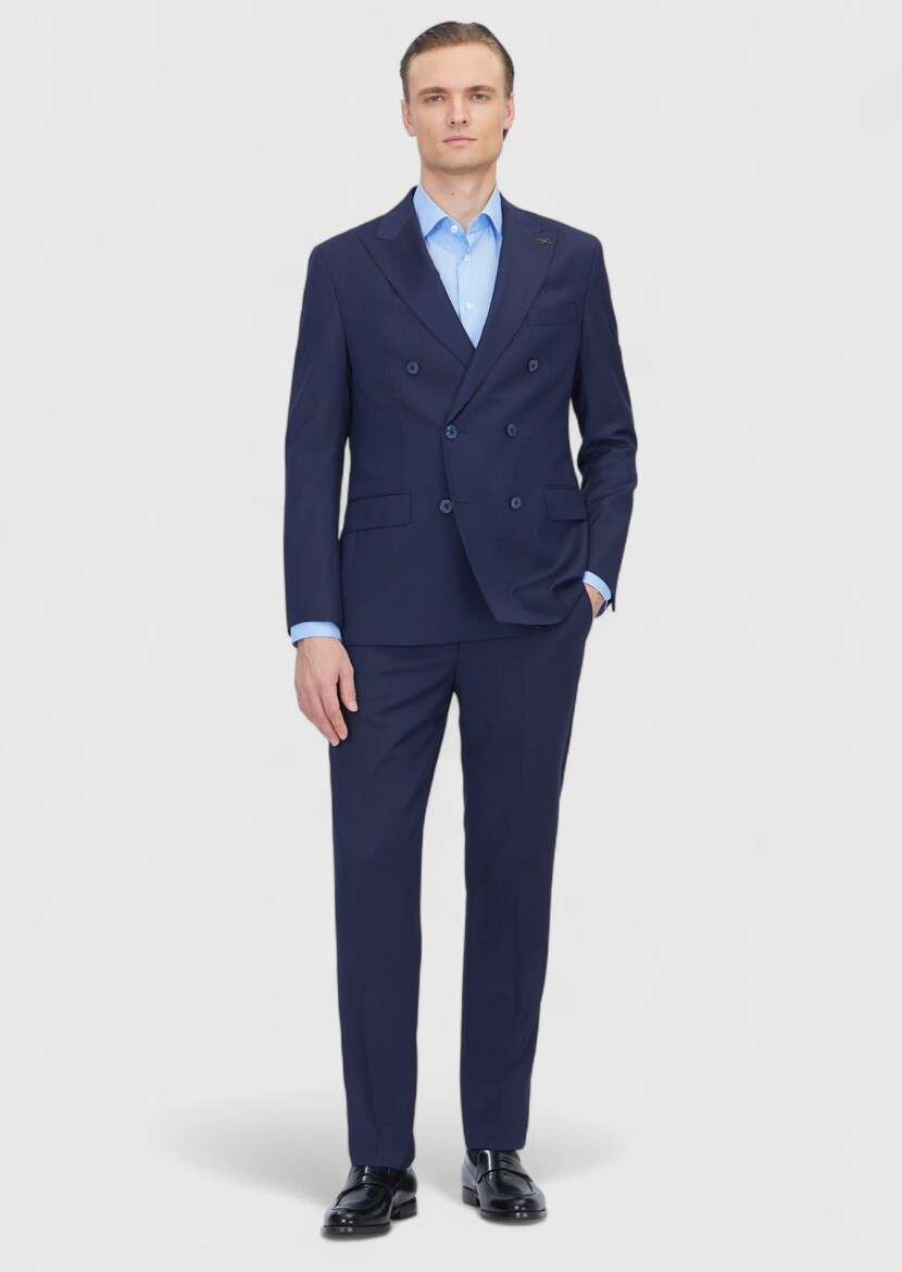 Lacivert Zeroweight Slim Fit Yün Karışımlı Takım Elbise - RAMSEY