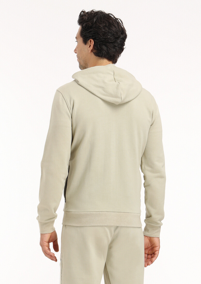 Light Beige Hooded Plain Sweatshirt - 6