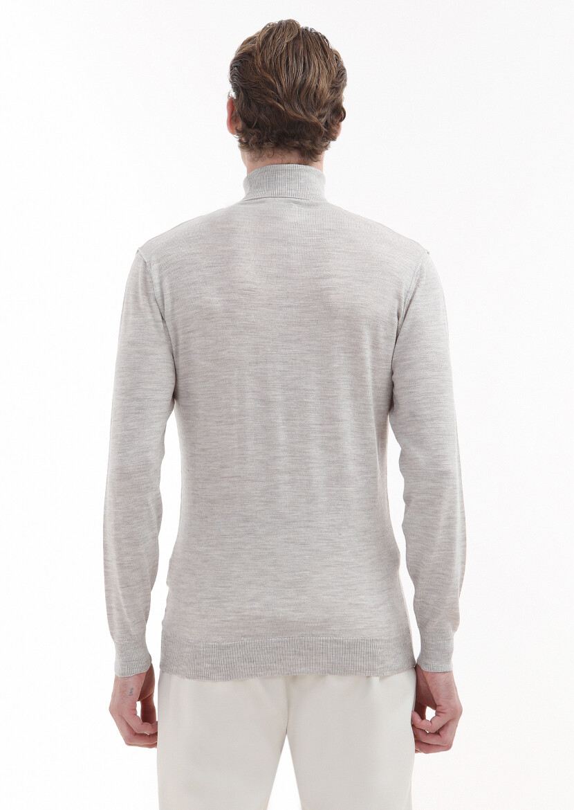 Light Beige Knitwear Sweatshirt - 3
