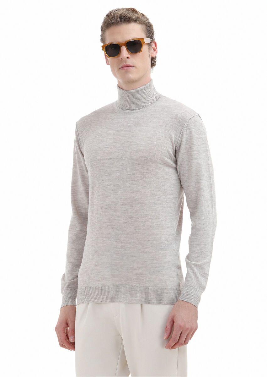 Light Beige Knitwear Sweatshirt - 1