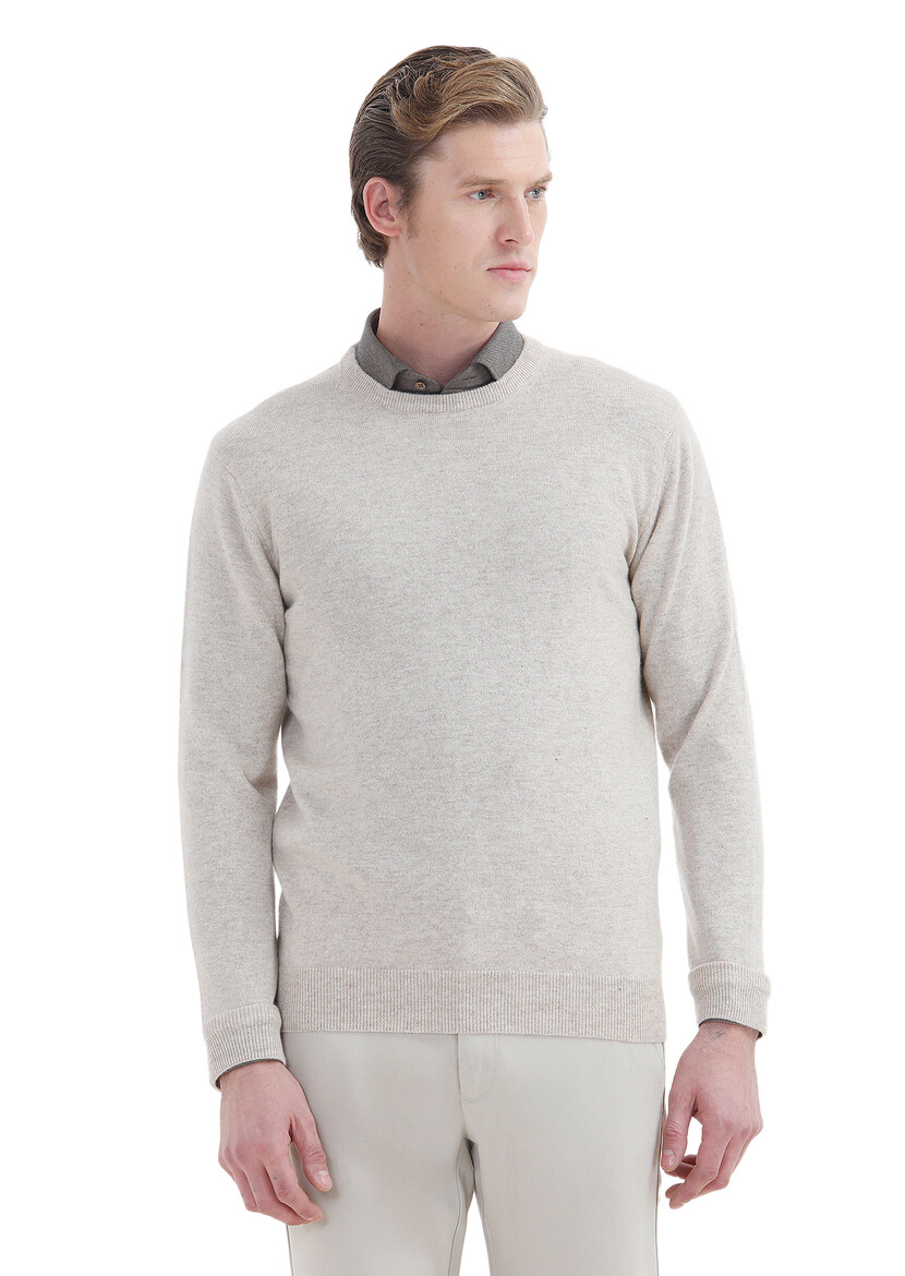 Light Beige Knitwear Sweatshirt - 5