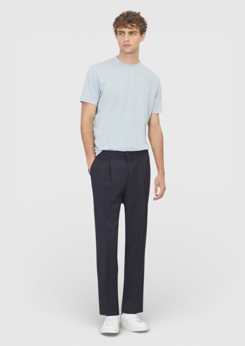 Light Blue Jacquard 100% Cotton T-Shirt - 2