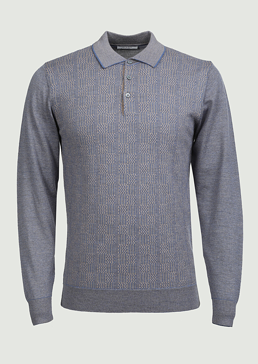 Light Blue Knitwear Sweatshirt - 3