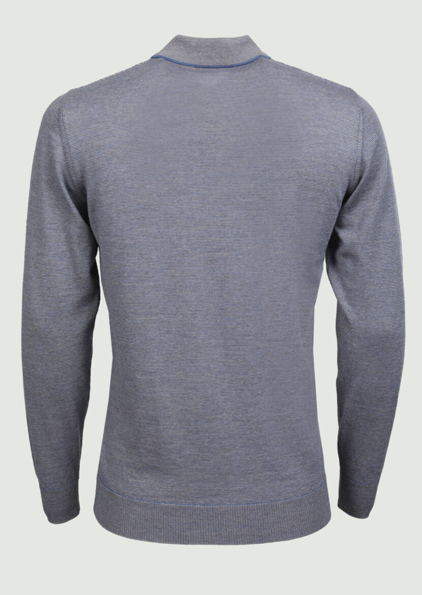 Light Blue Knitwear Sweatshirt - 4
