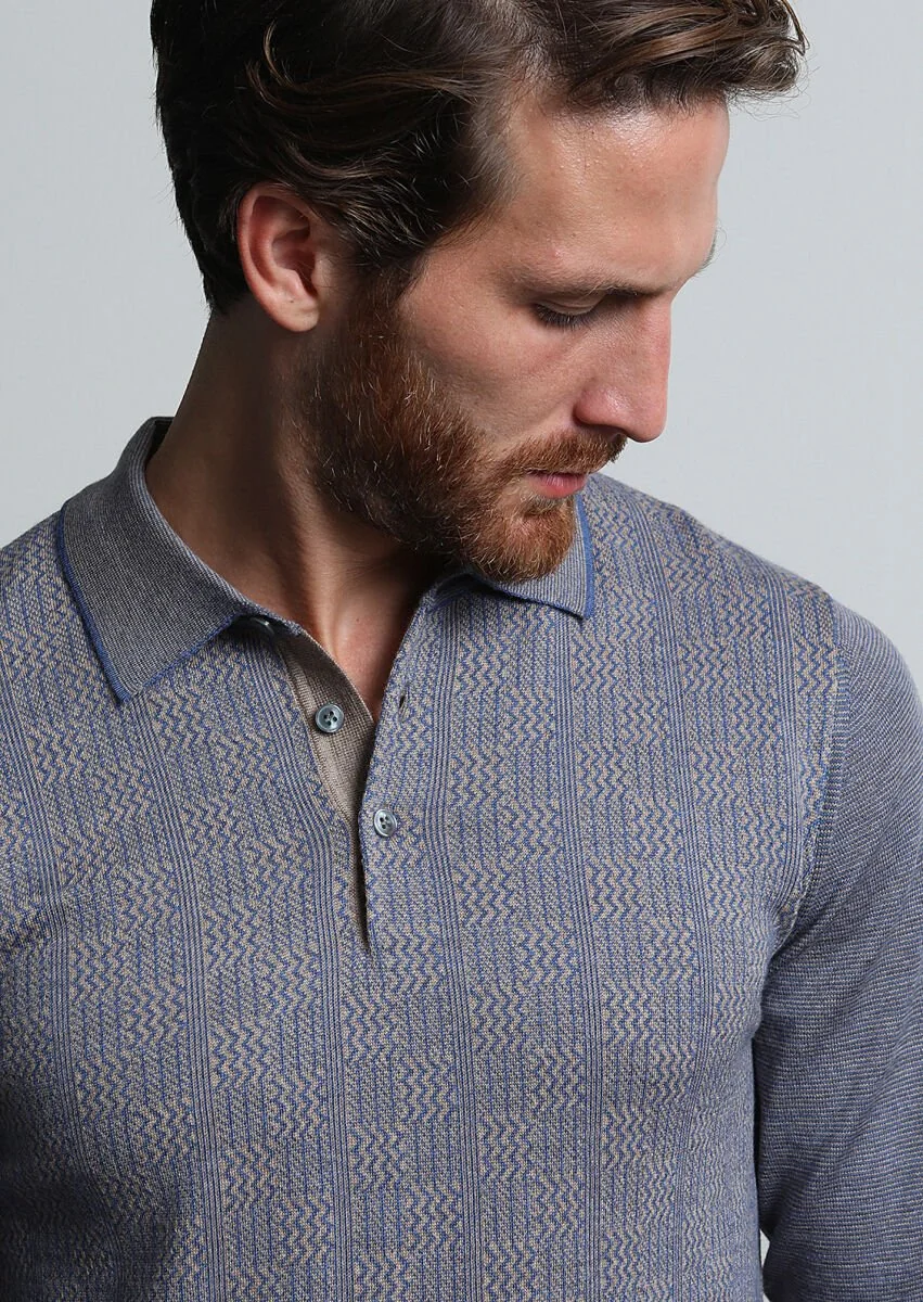 Light Blue Knitwear Sweatshirt - 1