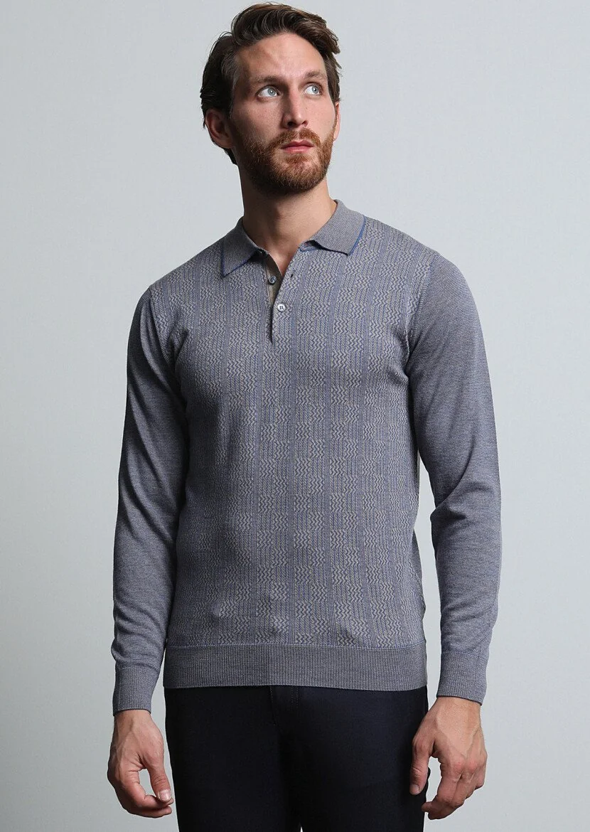 Light Blue Knitwear Sweatshirt - 3