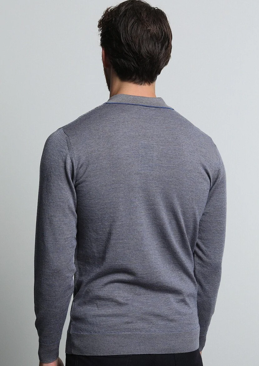 Light Blue Knitwear Sweatshirt - 5