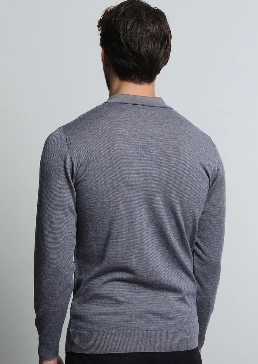 Light Blue Knitwear Sweatshirt - 5