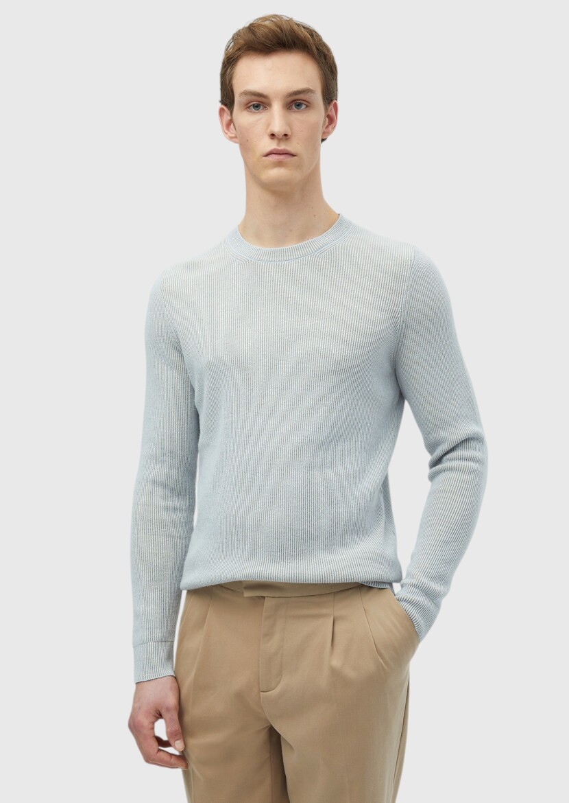 Light Blue Knitwear Sweatshirt - RAMSEY