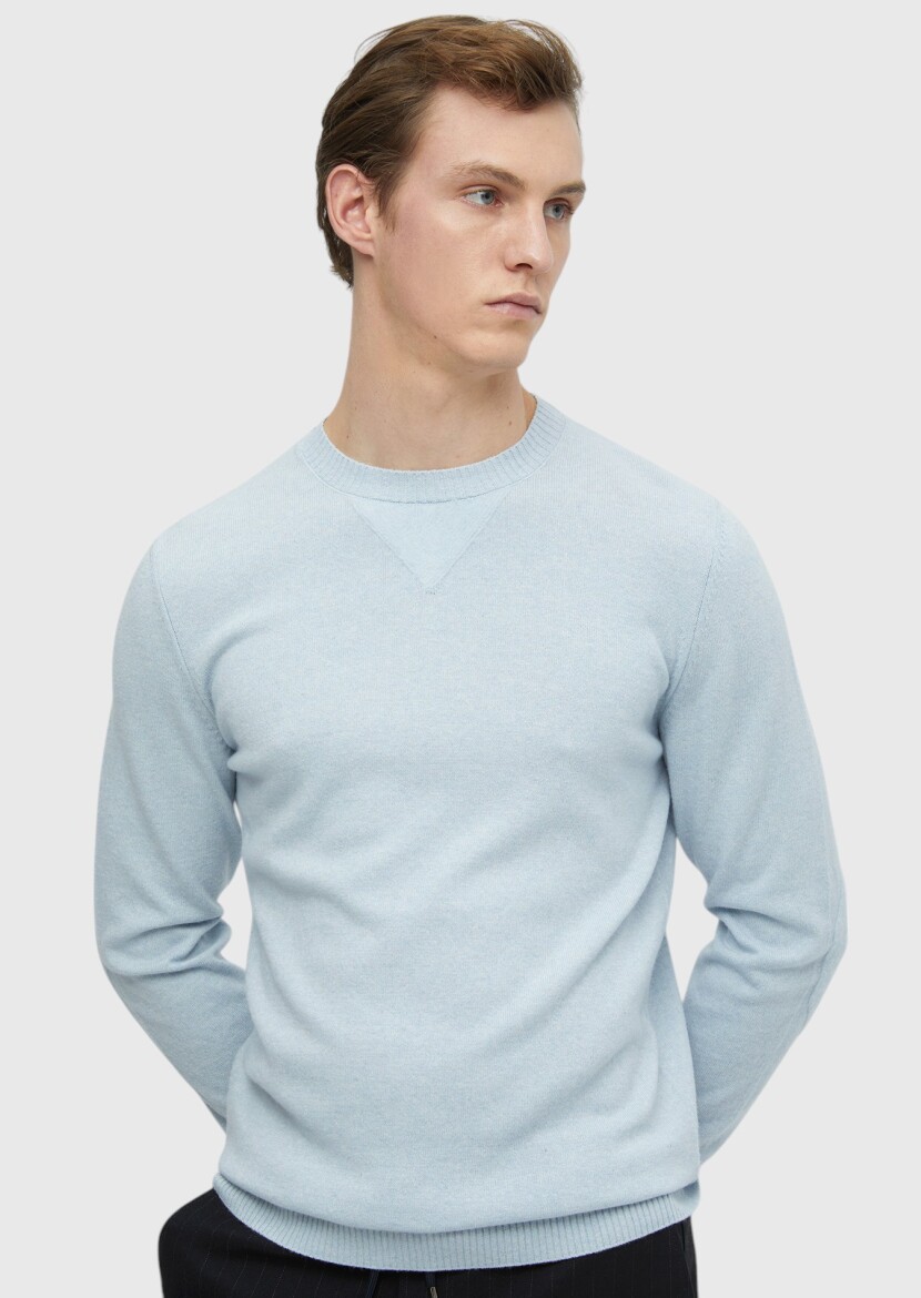 Light Blue Knitwear Sweatshirt - 3