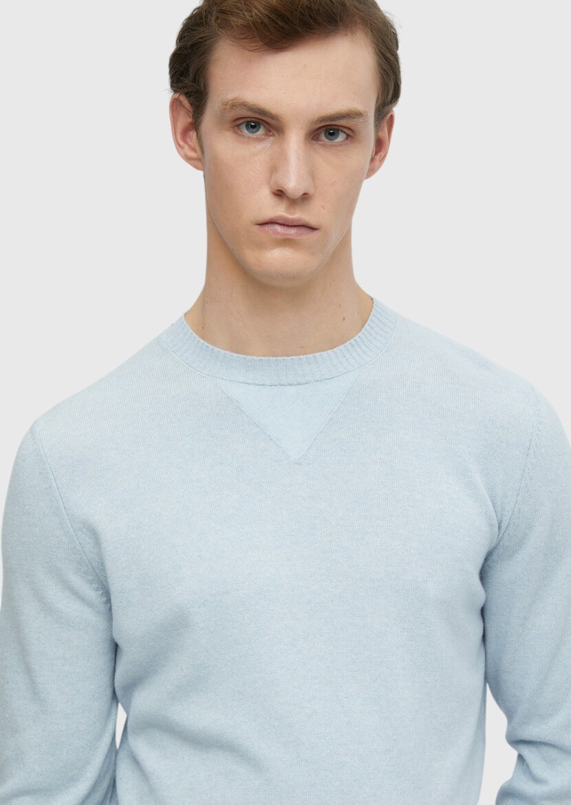 Light Blue Knitwear Sweatshirt - 4