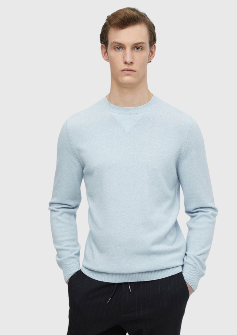 Light Blue Knitwear Sweatshirt - 1