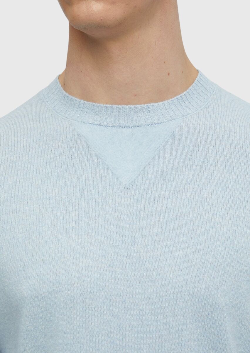 Light Blue Knitwear Sweatshirt - 5