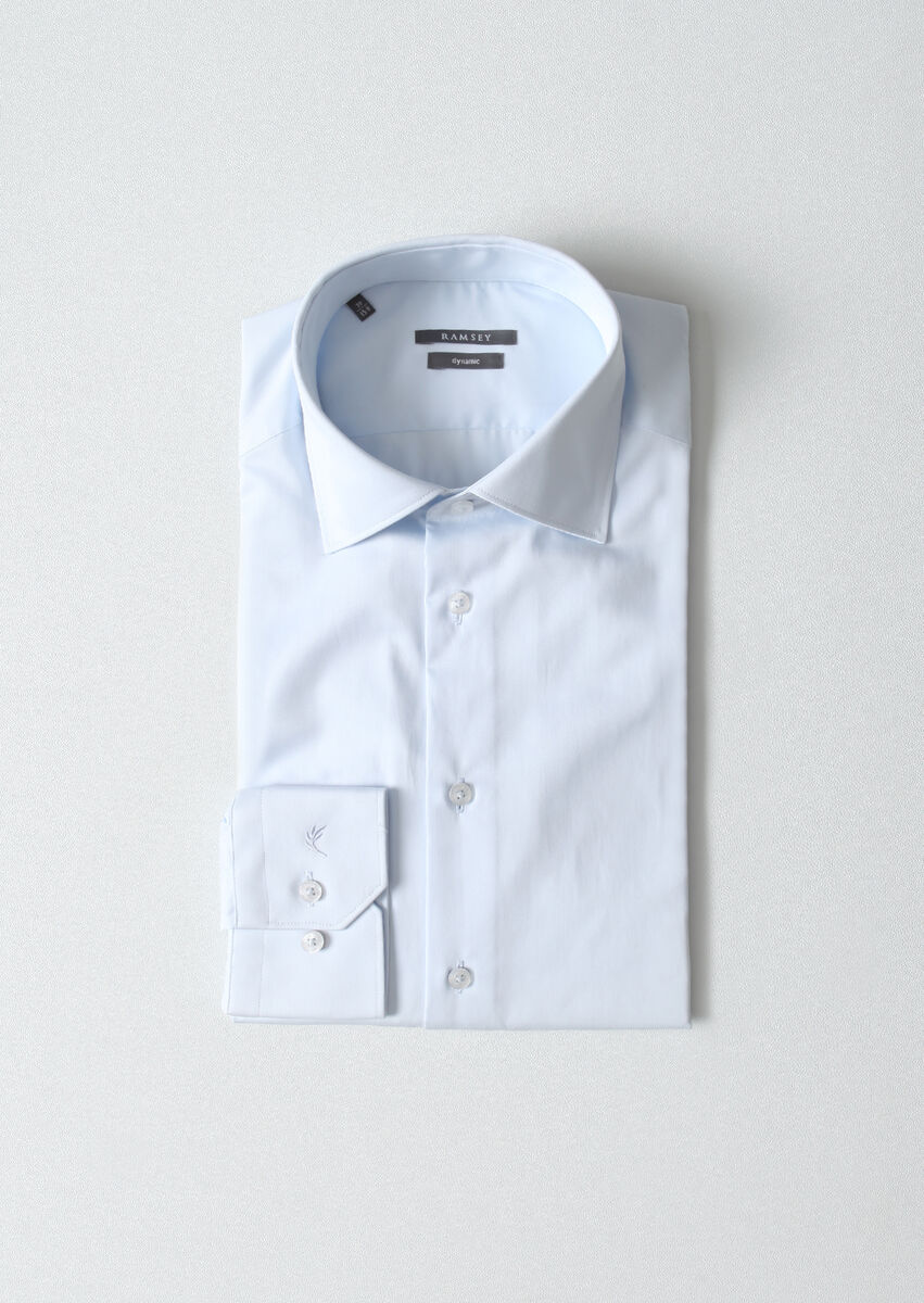 Light Blue Plain Regular Fit Weaving Classical 100% Cotton Shirt - 1