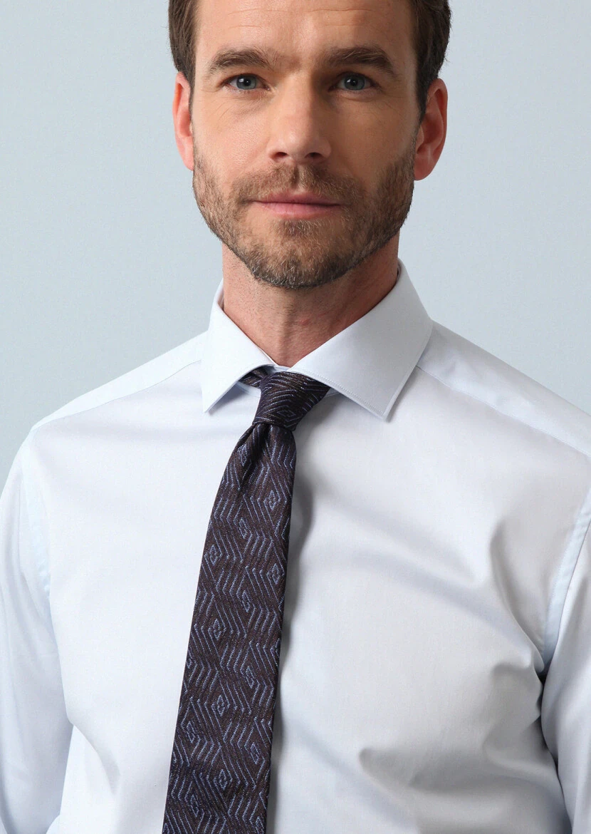 Light Blue Plain Regular Fit Weaving Classical 100% Cotton Shirt - RAMSEY